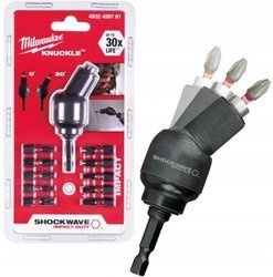 Zestaw udarowa nasadka kątowa MILWAUKEE KNUCKLE 1/4 + bity SHOCK WAVE
