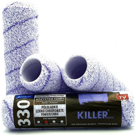 ZESTAW BLUE DOLPHIN WAŁEK SERIA 330 KILLER 25cm 13mm 4szt + UCHWYT ROLLER 25CM + DUŻA KUWETA