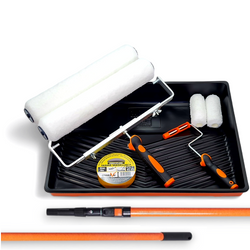 - ZESTAW SZEROKI MOTIVE WAŁEK WHITE FIBRA 40cm 14mm 2szt / 10cm 2szt  + UCHWYT 2szt + KUWETA + WKŁAD 2szt + TAŚMA + KIJ 80cm