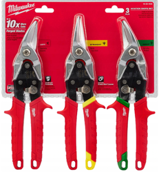 Zestaw nożyce do blachy Lewe Proste Prawe MILWAUKEE 3szt