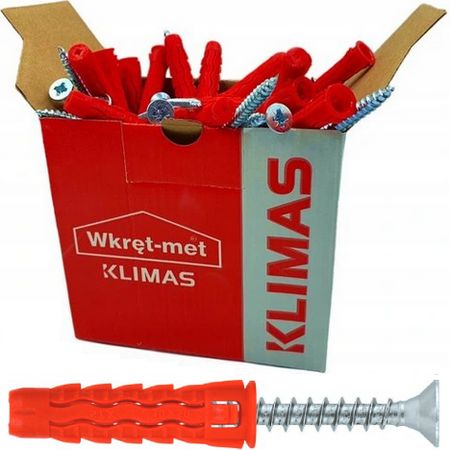 Kołek uniwersalny WKRĘT-MET 5x25 z wkrętem z łbem stożkowym 3,5x45 200szt