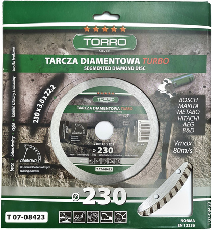 Tarcza diamentowa Turbo TORRO SILVER 230x22,23