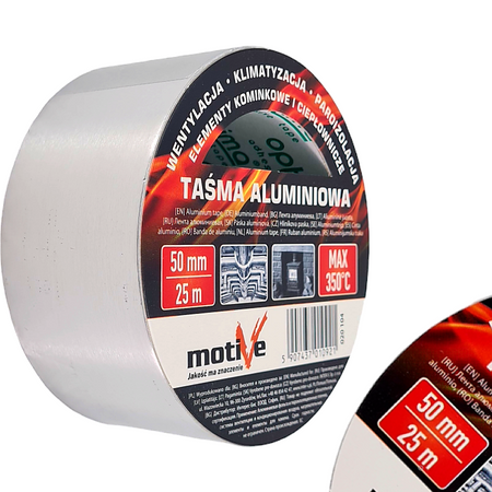 TAŚMA KOMINKOWA 350st C ALUMINIOWA WYSOKOTEMPERATUROWA 50 mm x 25 m MOTIVE