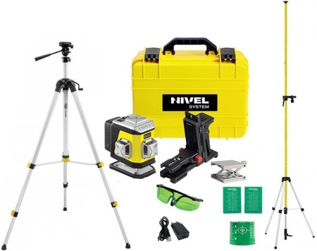 Zestaw Laser krzyżowy NIVEL SYSTEM CL3G Zielony + Statyw + Tyczka  + DARMOWA DOSTAWA