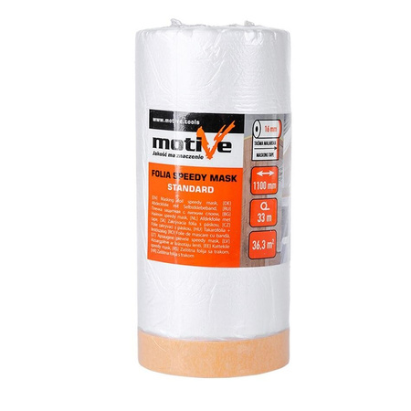 FOLIA MALARSKA Z TAŚMĄ 16mm Antychlap 110cm x 33m MOTIVE