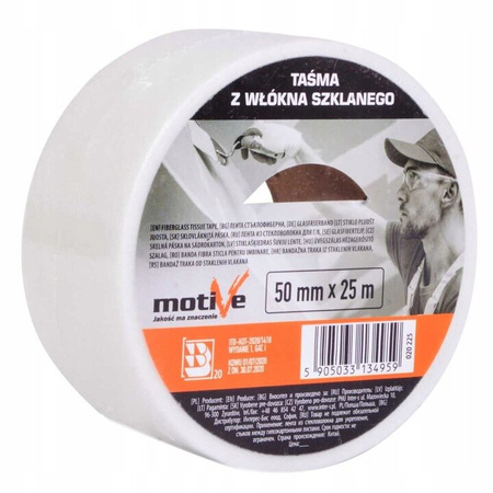 TAŚMA FLIZELINA Z WŁÓKNA SZKLANEGO DO ŁĄCZEŃ PŁYT GK 50 mm x 25 m MOTIVE