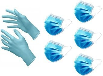 RĘKAWICE NITRYLOWE BEZPUDROWE NIEBIESKIE / CZARNE 100szt ROZMIAR L + 5x MASECZKA CHIRURGICZNA 3-WARSTWOWA
