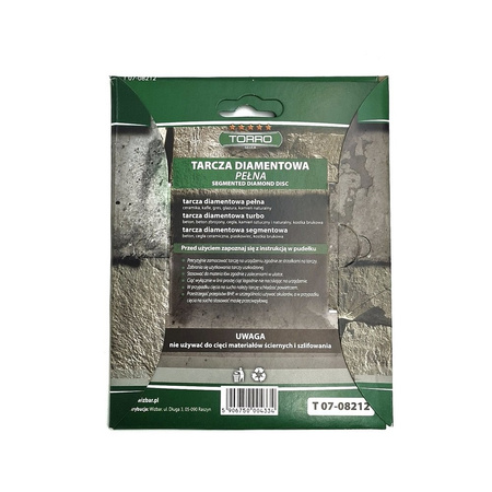 Tarcza diamentowa pełna TORRO SILVER 125x22,23