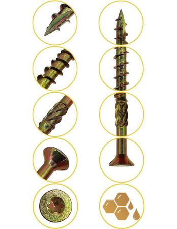 WKRĘTY CIESIELSKIE 3,5x35 TORX ŁEB STOŻKOWY 500szt