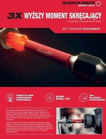 Bit udarowy MILWAUKEE SHOCKWAVE IMPACT DUTY TORX 25mm TX30 25szt