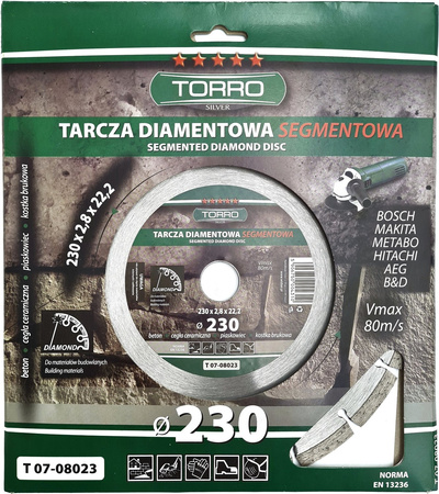 Tarcza diamentowa segmentowa TORRO SILVER 230x22,23