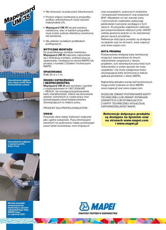 MATA HYDROIZOLACYJNA PRZECIW SPĘKANIOM MAPEI MAPEGUARD UM 35 1m2