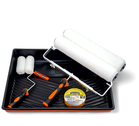 - ZESTAW SZEROKI MOTIVE WAŁEK WHITE FIBRA 40cm 14mm 2szt / 10cm 2szt  + UCHWYT 2szt + KUWETA + WKŁAD 2szt + TAŚMA