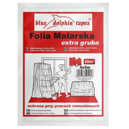 FOLIA MALARSKA OCHRONNA EXTRA GRUBA BLUE DOLPHIN 4m x 5m 20m2