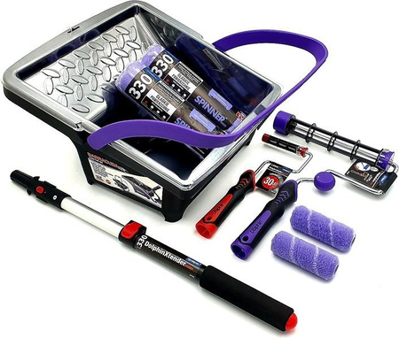 ZESTAW BLUE DOLPHIN WAŁEK SPINNER 25cm 9mm 2szt + WAŁEK SPINNER 10cm 9mm 2szt + UCHWYT ROTACYJNY 25cm + UCHWYT ROLLER 10cm + WIADRO BARRACUDA + KIJ TELESKOPOWY 60CM