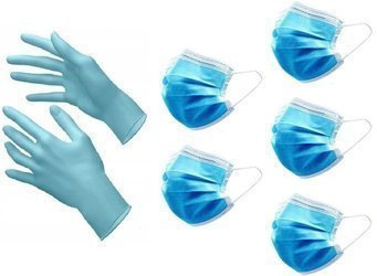 RĘKAWICE NITRYLOWE BEZPUDROWE NIEBIESKIE / CZARNE 100szt ROZMIAR M + 5x MASECZKA CHIRURGICZNA 3-WARSTWOWA