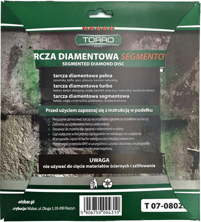 Tarcza diamentowa segmentowa TORRO SILVER 230x22,23