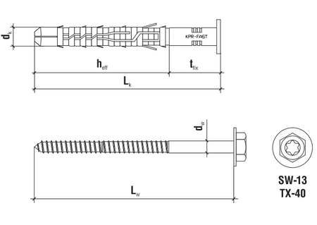 Kołek ramowy rozporowy WKRĘT-MET 10x120 KPR FAST 50szt