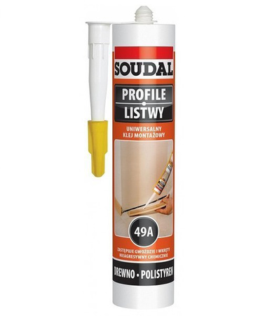 SOUDAL KLEJ MONTAŻOWY PROFILE LISTWY DREWNO 49A