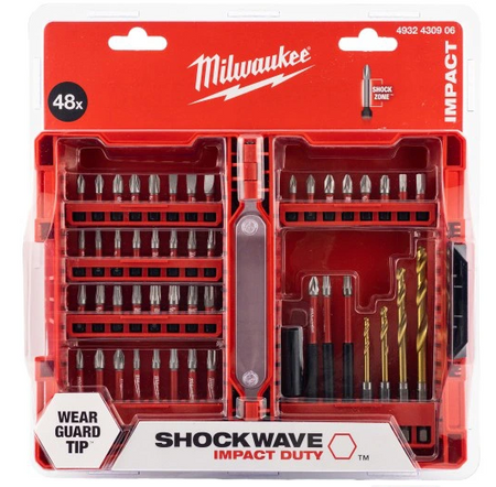 Zestaw bitów i wierteł w kasecie MILWAUKEE SHOCK WAVE 48szt 