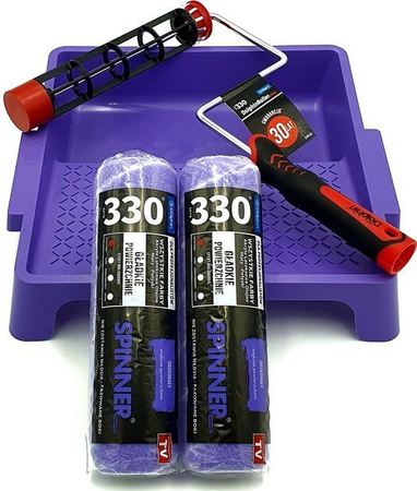 ZESTAW BLUE DOLPHIN WAŁEK SERIA 330 SPINNER 25cm 9mm 2szt + UCHWYT ROLLER 25CM + DUŻA KUWETA