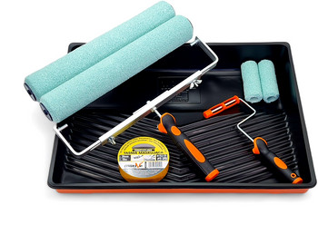 - ZESTAW SZEROKI MOTIVE WAŁEK GREEN FIBRA 40cm 10mm 2szt / 10cm 2szt  + UCHWYT 2szt + KUWETA + WKŁAD 2szt + TAŚMA