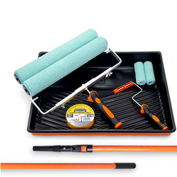 - ZESTAW SZEROKI MOTIVE WAŁEK GREEN FIBRA 40cm 10mm 2szt / 10cm 2szt  + UCHWYT 2szt + KUWETA + WKŁAD 2szt + TAŚMA + KIJ 80cm