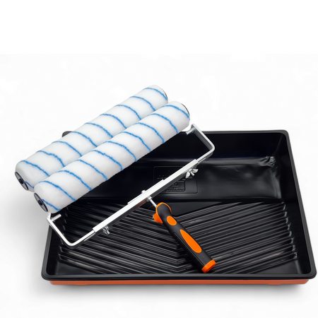 - ZESTAW SZEROKI MOTIVE WAŁEK NYLON 40cm 11mm 2szt + UCHWYT + KUWETA + WKŁAD 2szt