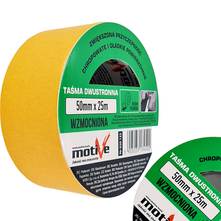 TAŚMA DWUSTRONNA TKANINOWA CARPET TAPE 50 mm x 25 m MOTIVE