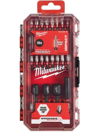 Zestaw bitów i nasadek udarowych w kasecie MILWAUKEE SHOCK WAVE 35szt 