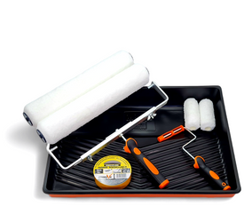 - ZESTAW SZEROKI MOTIVE WAŁEK WHITE FIBRA 40cm 14mm 2szt / 10cm 2szt  + UCHWYT 2szt + KUWETA + WKŁAD 2szt + TAŚMA