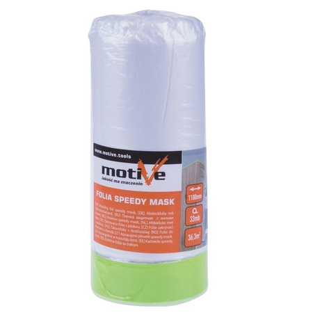 FOLIA MALARSKA Z TAŚMĄ 25mm Antychlap 110cm x 33m MOTIVE
