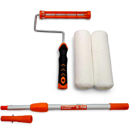 - ZESTAW MOTIVE V-PRO WAŁEK WHITE FIBRA 23cm 14mm 2szt + UCHWYT 23cm + KIJ 55cm