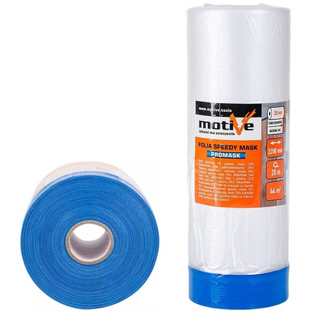 FOLIA MALARSKA Z TAŚMĄ PROMASK 25mm Antychlap 2200cm x 20m MOTIVE