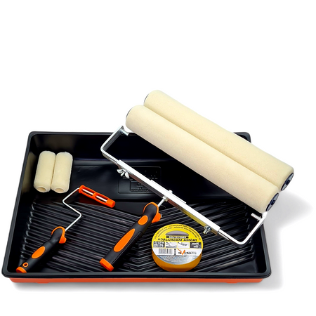 - ZESTAW SZEROKI MOTIVE WAŁEK MOHAIR 40cm 4mm 2szt / 10cm 2szt  + UCHWYT 2szt + KUWETA + WKŁAD 2szt + TAŚMA