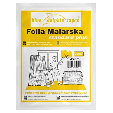 FOLIA MALARSKA OCHRONNA STANDARD PLUS BLUE DOLPHIN 4m x 5m 20m2